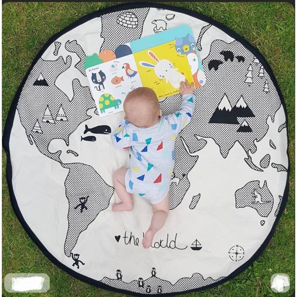 53" Adventure World Map Pattern Baby Crawling Mat / Round Rug - Picture 2 of 3